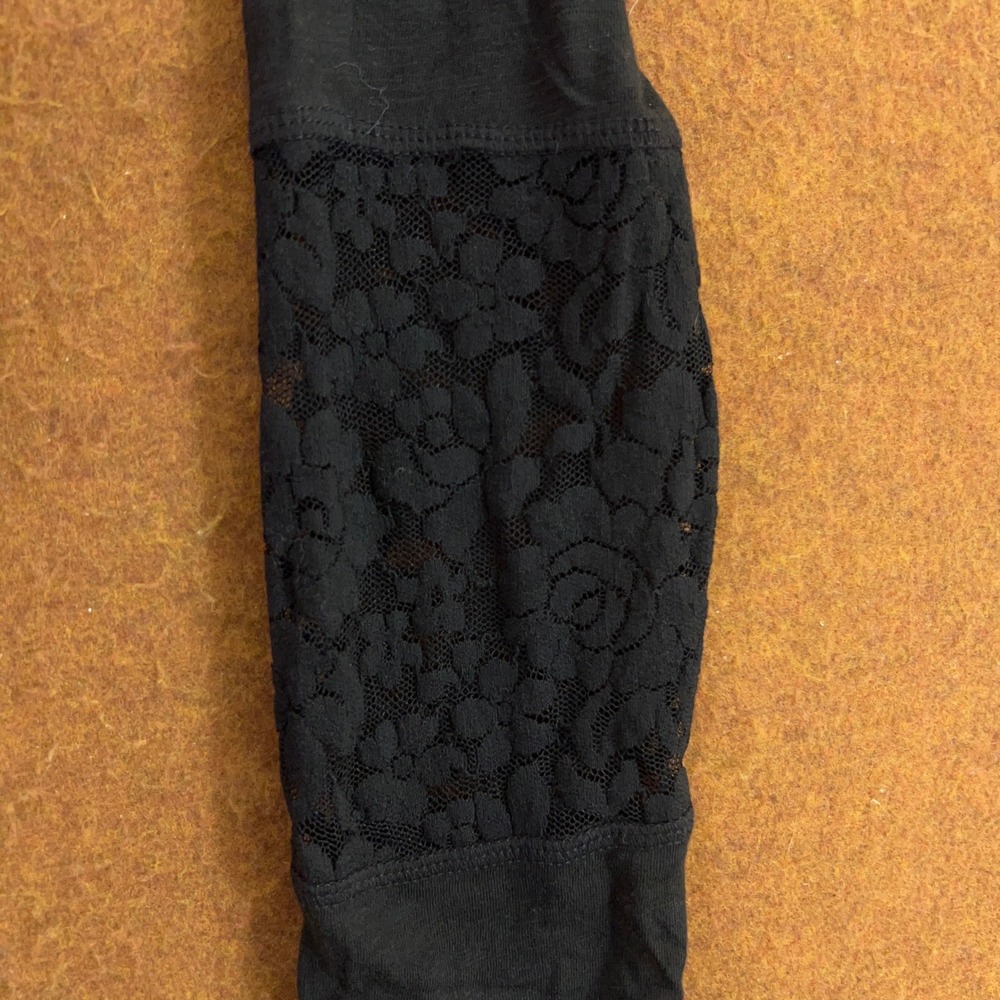 Maurices Womens Large Black Lace Shoulder Sleeve Cotton Modal Long Sleeve Top - Picture 4 of 10